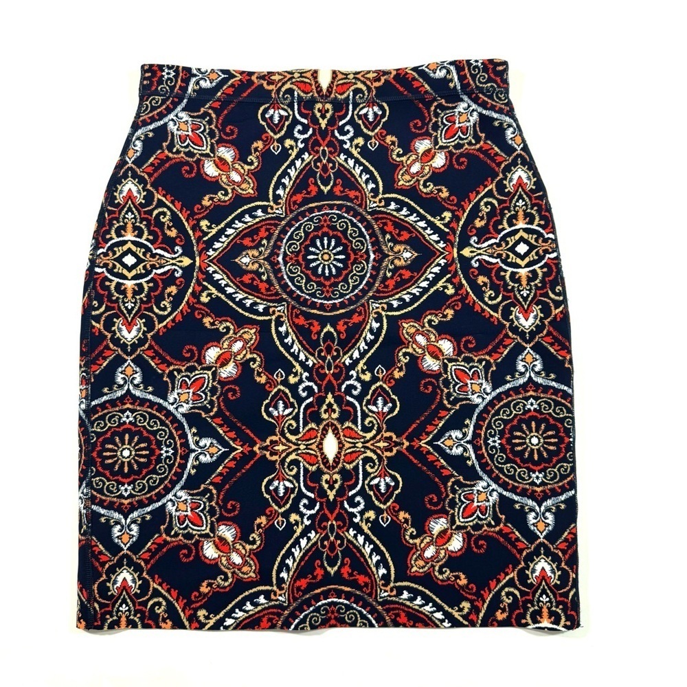 J McLaughlin Halle Reversible Pencil Skirt Aster Sketch Geo Print